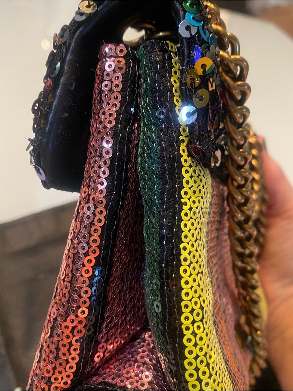 EUC Kurt Geiger London Mini Kensington Rainbow Sequin Crossbody Bag Dustbag - Picture 6 of 8